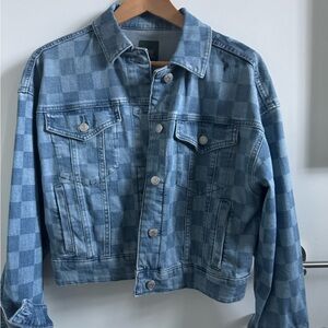 Wild Fable Blue Denim Checkered Jacket and Skirt